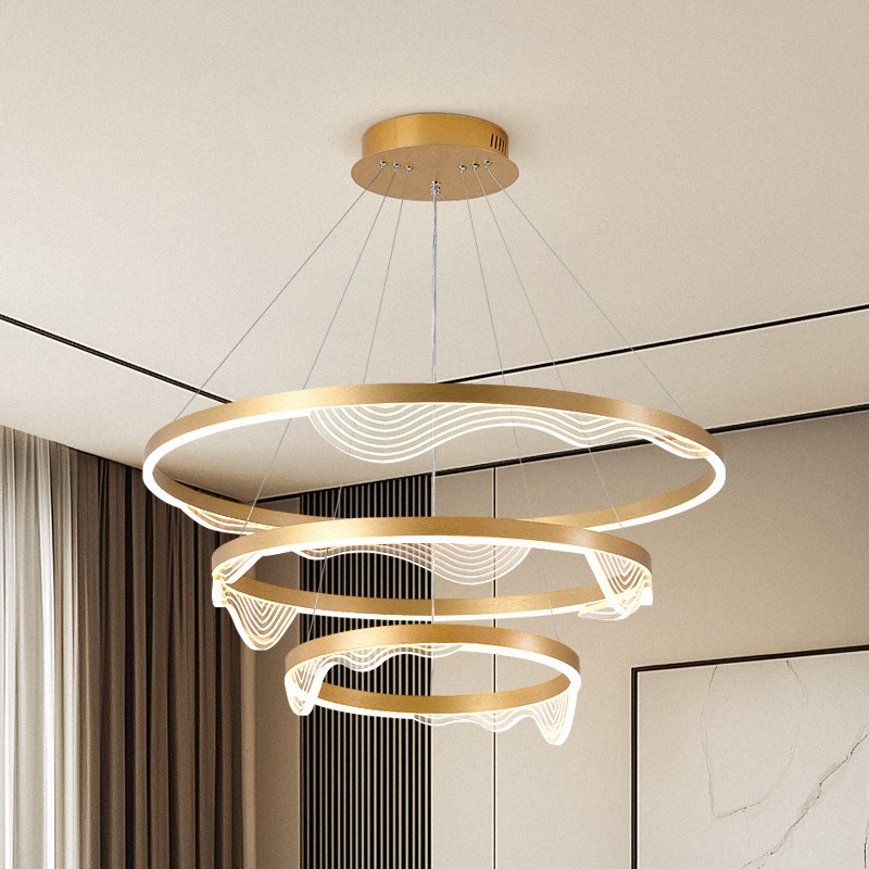 客厅吊灯现代简约大气家用酒店别墅大F厅灯新中式轻奢茶室茶楼吊