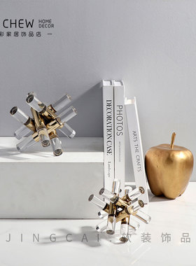 极简现代c轻奢金属十字架摆件样板间售楼部客厅玄关桌面软装饰品
