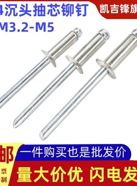 304不锈钢沉头抽芯铆钉M3.2-M5国标GB12617/合页专用Y卯钉/拉铆钉
