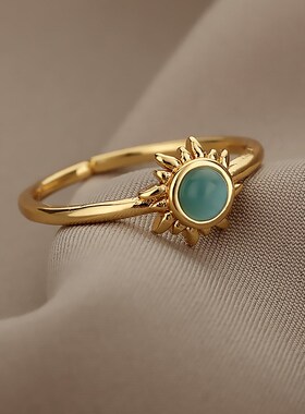 太阳猫的c眼睛戒指太阳猫的眼睛戒指女人的开口可调戒指太阳戒指