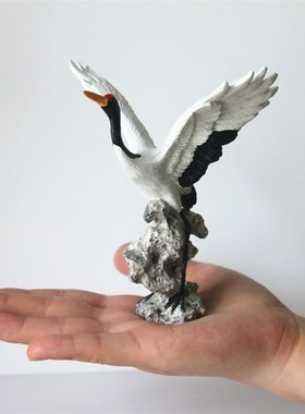 新中式仙鹤白鹤摆o件禅意沙盘摆设日式微景观山水装饰品