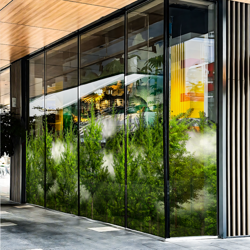 绿植艺术玻璃贴纸透光不透明树林装饰贴画楼盘餐厅橱窗布置双面UV图片