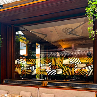 抽象彩绘艺术玻璃贴纸厨房推拉门玻璃贴膜长条底纹大玻璃氛围布置