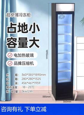 商用立式迷你哈根冰淇淋雪糕酸奶蛋糕展示冷冻柜小型瘦窄柜冷柜
