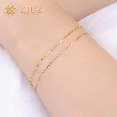 ZJUZ18k素金au750细手链女士玫瑰金细款彩金经典款节日礼物送女友 - 封面
