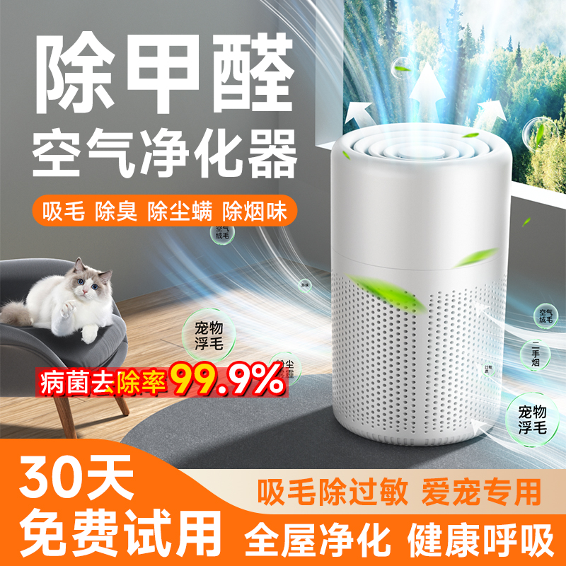 空气净化器除甲醛家用宠物猫毛小型桌G面室内吸除烟味负离子净化
