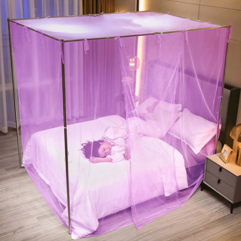 单开门蚊帐家用202n2年新款卧室落地老式纹账支架免安装2023防尘