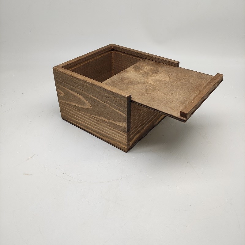 定做木盒 复古色抽拉盒子 带盖木盒胡桃木L色收纳盒长方形木盒定