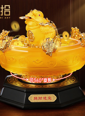 招财金蟾聚宝盆摆件金蝉蟾蜍貔貅办公室开业礼品店铺收Z银台工艺