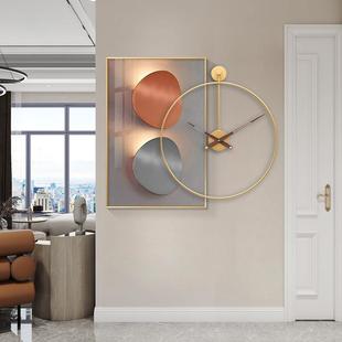 轻奢餐厅装 6452形挂钟合表组玄关画客 壁饰画现代面简约抽象圆ali