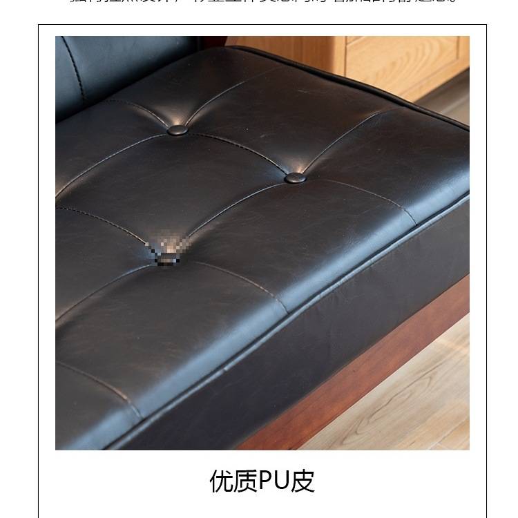 美式复古简易皮沙发客厅三人位小户型出租房日式实木双人沙发皮r&