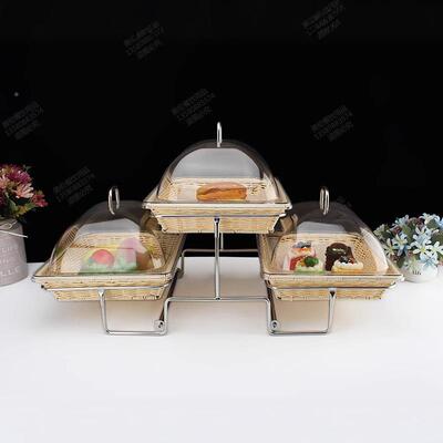 ytx层盘托架面包双蛋糕水果篮仿藤F756M6M9编织带盖多层自助餐甜