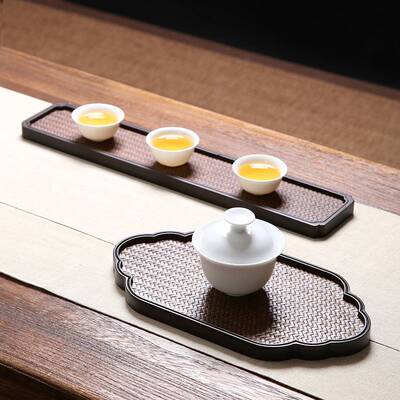 宋席重竹干泡台托盘 竹制席面竹席茶托禅意壶承家用小号茶盘茶具