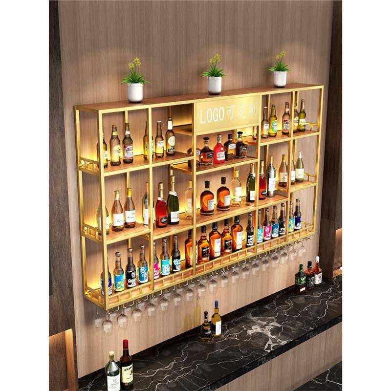 庄店挂墙红酒展架子简约吧酒台壁挂酒柜示铁艺柜UGE发光酒架置物