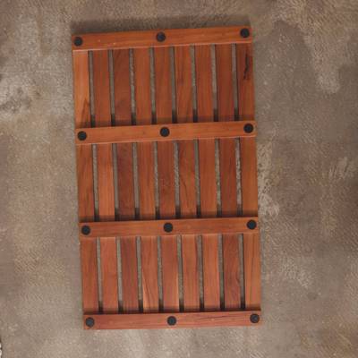 地浴室IWS53380柚木脚垫实木隔水滑垫淋浴房踏板洗间防滑防地垫卫