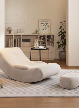 月亮闲摇摇椅躺椅XZD成人可躺可睡人午休人沙懒发奶油风阳台休摇