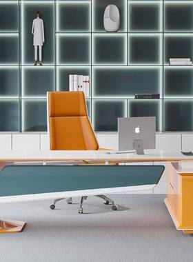 个烤漆老板桌时尚DH-L7988约总裁桌性简现大代气大班台办公室老板