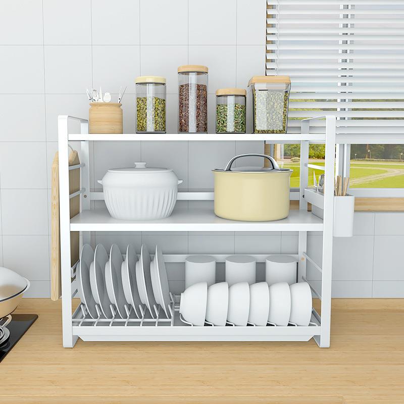 家居厨沥水碗架台面碗架碟置物架三调料碗筷收纳架免层KF-102打孔