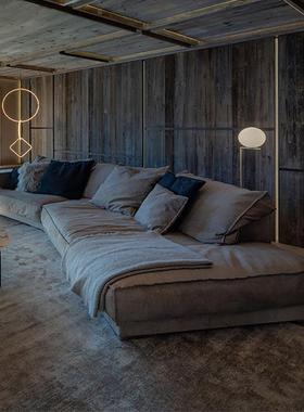 意式极简baxtr磨布达佩斯砂布羽绒沙发异形布艺客厅WJY019大户小