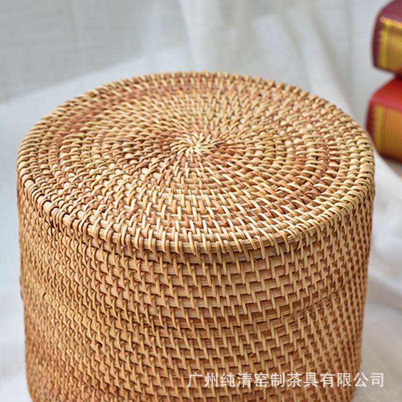 越南手工藤编挂耳干花瓶客厅餐厅柜橱收纳篮果盘摆件花篮花盆装饰