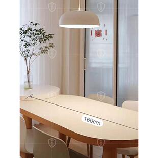 7303实木岩板餐桌代简约轻奢家小户型木奶原油风白现色椭圆形餐用