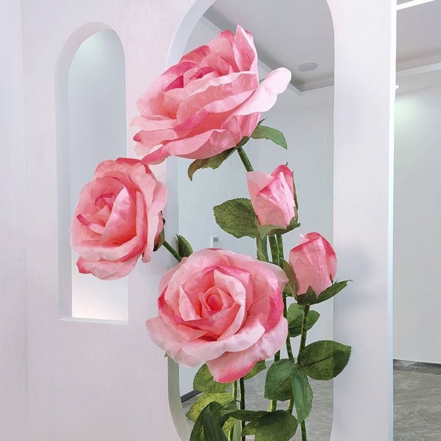 大型仿真花玫瑰花束塑料花假花单支客厅装饰花干花餐厅花艺摆设