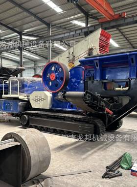 履带移动筛分履站 带式岩石破碎机 1履BMO带移动颚破碎式机时产00