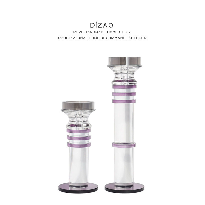 现代创意轻奢水晶玻璃烛台客厅茶几蜡台样板间家居餐厅装饰品摆件