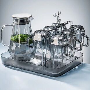 北欧高档耐高温钻石茶壶玻璃水杯客厅水壶杯子杯架轻奢家用套装