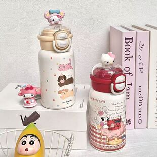 2025新款保温杯一盖双饮杯女生高颜值可爱吸管杯便捷大容量水杯子