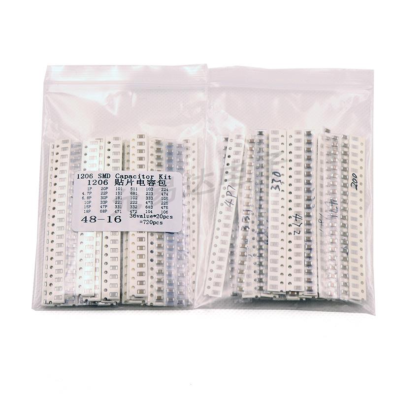 全国包邮 1206贴片电容包 样品包 常用36种各20只共720只