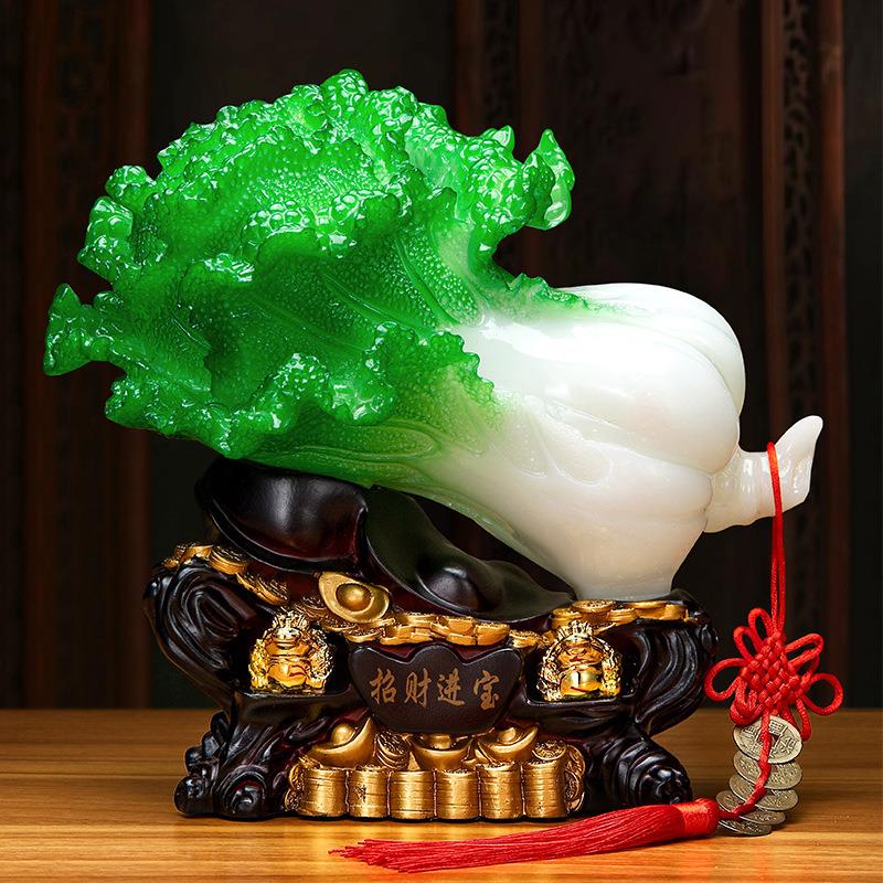 大号玉白菜摆件招财进宝电视酒柜玄关客厅家居装饰品新店开业礼品