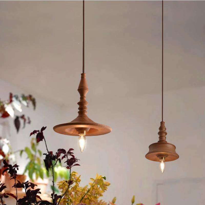 复古民宿卧室床头灯设计师橱窗木艺灯日式侘寂风实木吧台餐厅吊灯