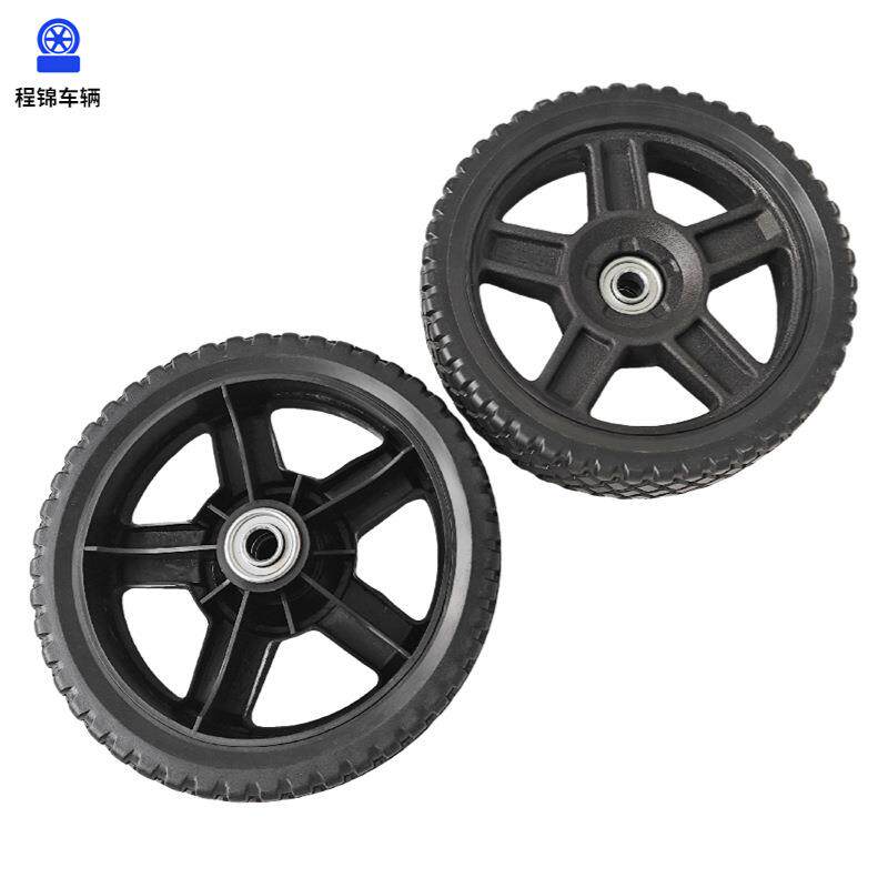 实心塑料轮毂8寸PVC割草机用脚轮橡塑烧烤炉用塑料车轮橡胶轮子