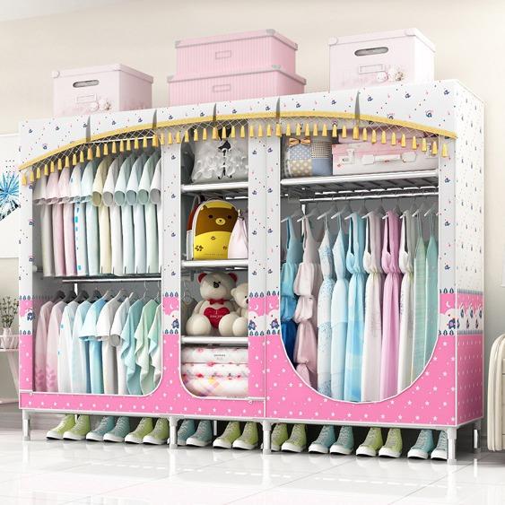 全封闭布艺简易布衣柜钢架组装钢管加粗加固简约现代经济型大衣橱