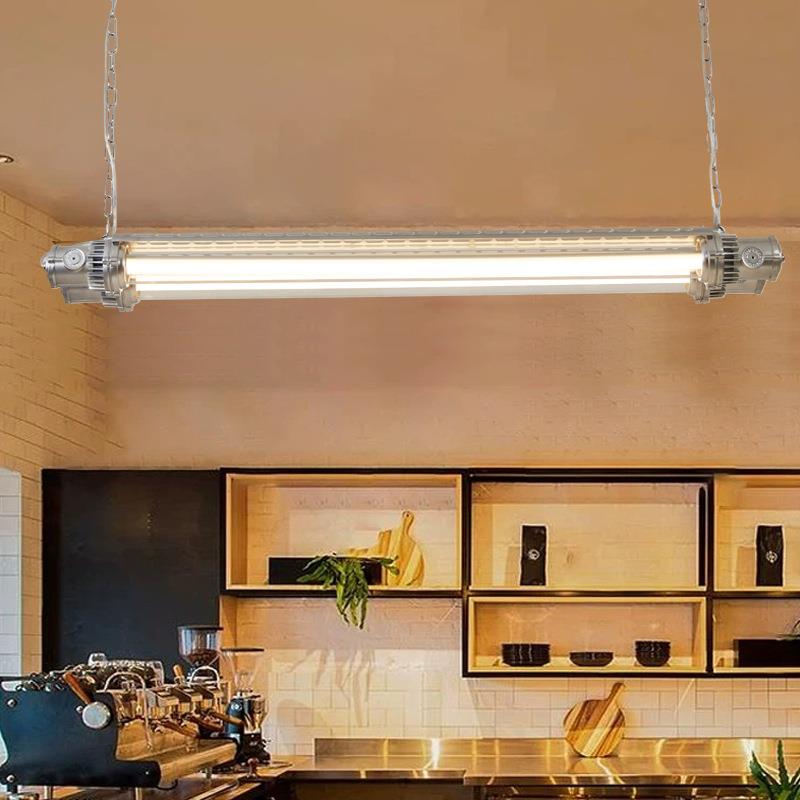 工业风LED长条餐厅收银吧台咖啡店餐桌办公茶室复古实木日式吊灯