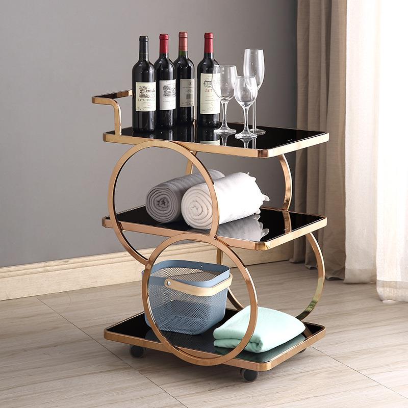 茶水车不锈钢移动玻璃餐车酒店三层手推车酒水车商用小推车点心车