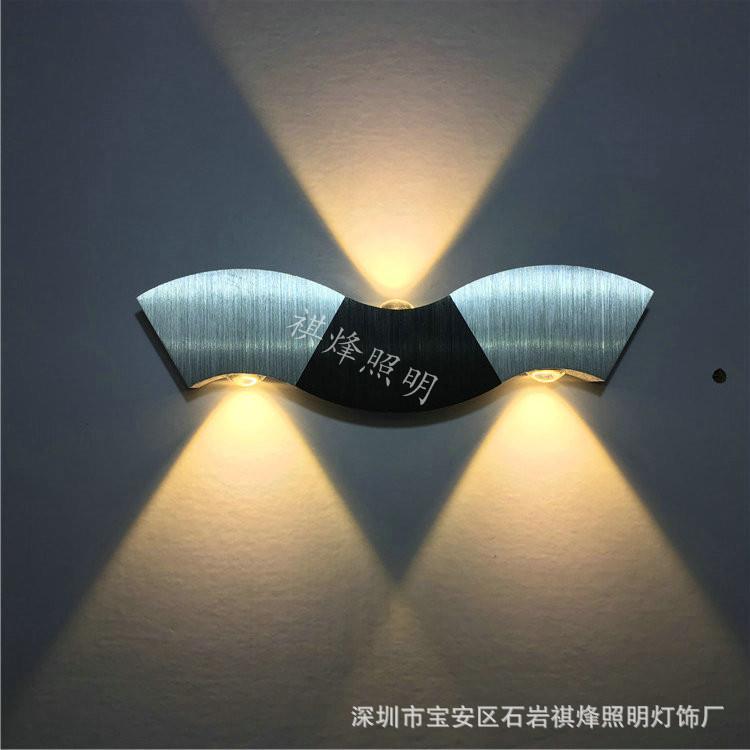 壁灯led波浪形铝材灯3w创意灯会所酒店床头灯走廊过道装饰灯