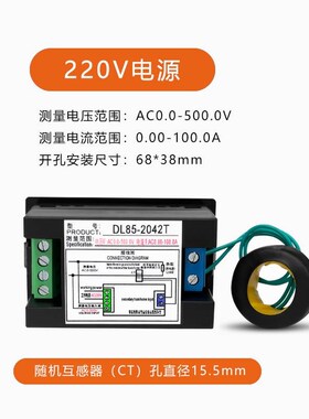 交流电压电流表数显双显表头0-500v0-100a检测仪高精度DL85-2042T