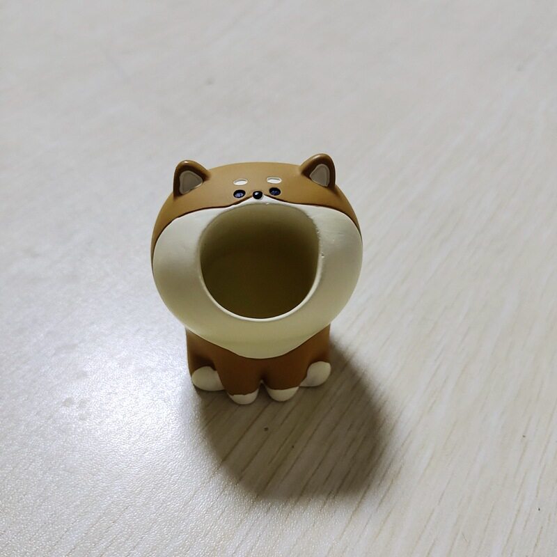 大嘴柴犬笔筒水果叉牙签收纳桌面摆件配件树脂工艺品卡通动物造型
