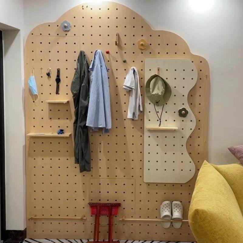 实木收挂纳洞洞板户客入厅卧室置物架墙HZX面镜子组合壁整理示展