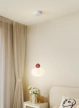 奶油风卧室20164床头线小吊灯灯现代简网约主卧房间壁红艺术感吊