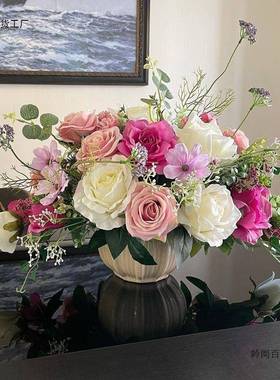 仿真花艺套绢装家餐桌桌面轻奢摆件摆设pxx20955假花装饰花花客居