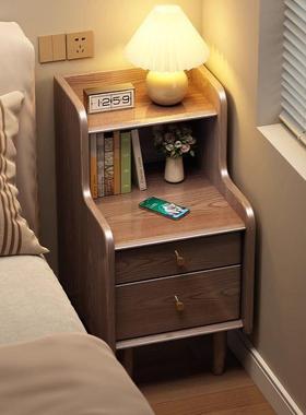 高端实木床头柜简室约现JWX家用置物架轻代边几卧小型收纳储物柜