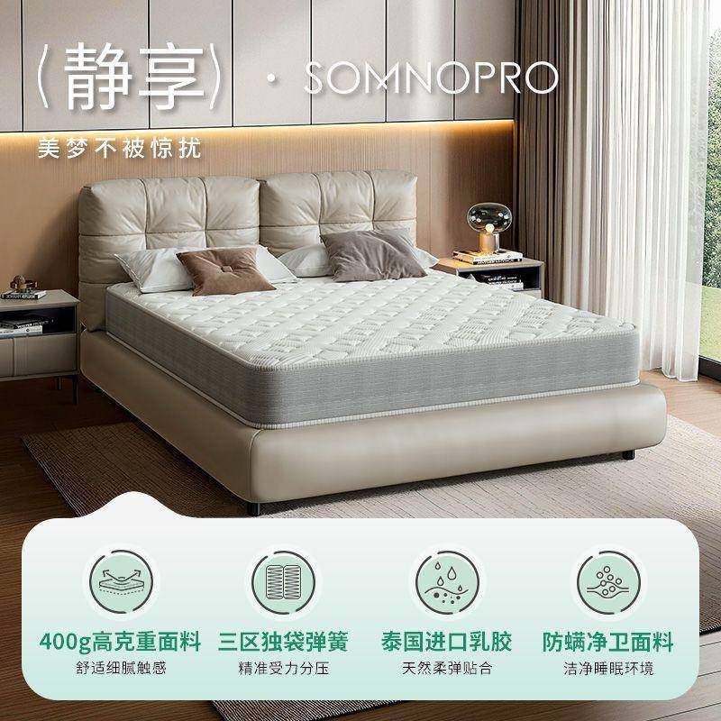 穗宝胶袋弹簧床垫防螨护脊椰棕梦思席床垫1.8m静音乳独清VGS梦-静