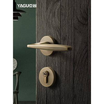 亚门锁室内间门锁三件美套实木卧室静音固磁吸式7277-178分体青古