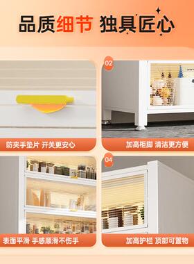 尘储架物厨房置物落防地多层收纳柜子微波炉柜家YZN用带门多功能