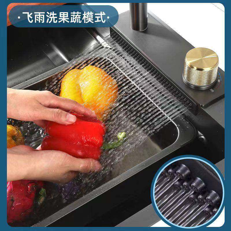 钢琴数显厨房鲸水槽大槽瀑布单纳鱼米蜂窝洗鲸鱼水槽碗盆34不锈钢,家装主材,水槽套餐,淘宝优惠券,粉丝福利购,淘宝优惠卷