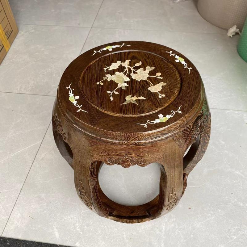 8V209实鼓凳木中花式矮仿古圆凳梨木古筝凳鸡翅木鼓墩坐凳客厅茶几凳
