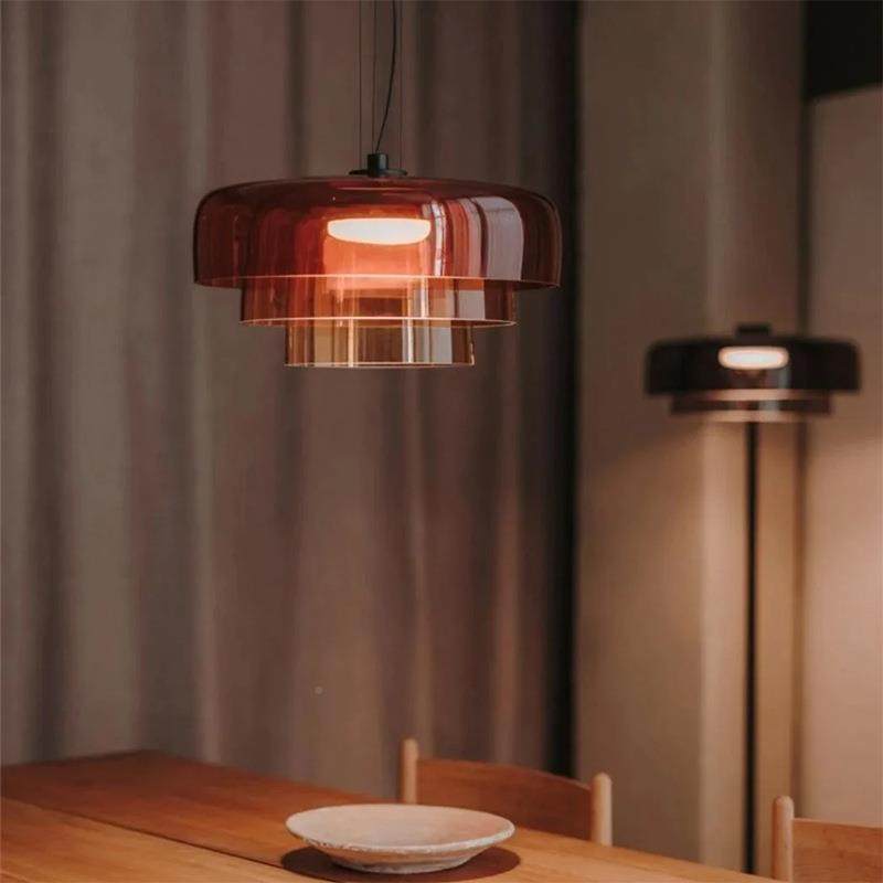 意F7NN1设计师极简多层组合玻璃173灯吧罩灯饰酒餐厅款创床头氛围